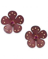 kate spade new york Gold-Tone Leather Flower Stud Earrings