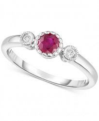 Certified Ruby (3/8 ct. t. w. ) & Diamond Accent Ring in 14k White Gold