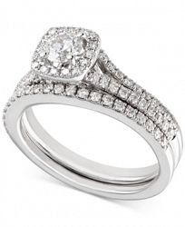 X3 Certified Diamond Engagement Ring and Wedding Band Bridal Set (1 ct. t. w. ) in 18k White Gold, Created for Macy's