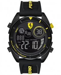 Ferrari Men's Forza Analog-Digital Black Silicone Strap Watch 45mm