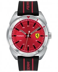 Ferrari Men's Forza Black Silicone Strap Watch 45mm