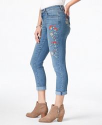Style & Co Petite Embroidered Cuffed Jeans, Created for Macy's