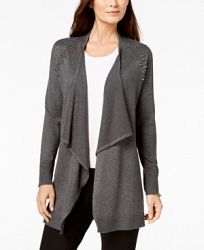 Jm Collection Petite Embellished Open-Front Cardigan, Created for Macy's