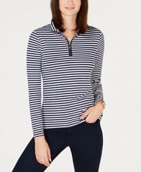 Charter Club Petite Striped Mock-Neck Top, Created for Macy's