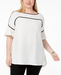 Alfani Plus Size Piping-Trim Top, Created for Macy's