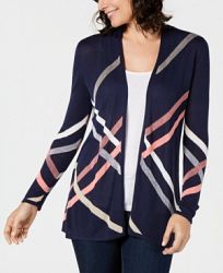 Charter Club Diagonal-Plaid Open Cardigan, Created for Macy's