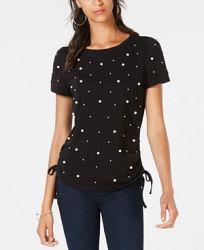 I. n. c. Cotton Pearl Stud T-Shirt, Created for Macy's