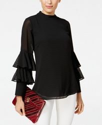 Alfani Textured Tiered-Sleeve Top, Created for Macy's
