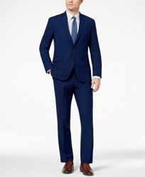 Kenneth Cole Reaction Men's Big and Tall Techni-Cole Slim-Fit Stretch Modern Blue Solid Suit