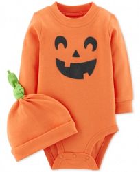 Carter's Baby Boys & Girls 2-Pc. Pumpkin Cotton Hat & Bodysuit Set