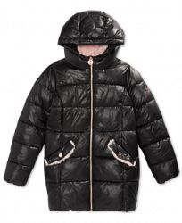 Michael Michael Kors Big Girls Hooded Stadium Puffer Jacket with Faux-Fur Trim