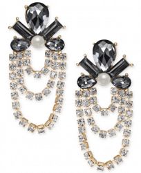 I. n. c. Gold-Tone Crystal, Stone & Imitation Pearl Chandelier Earrings, Created for Macy's