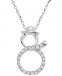 Diamond Snowman 18" Pendant Necklace (1/10 ct. t. w. ) in Sterling Silver