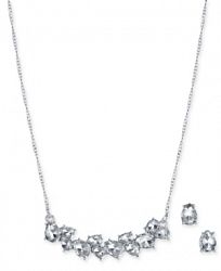 Charter Club Silver-Tone Crystal Collar Necklace & Stud Earrings Set, 17" + 2" extender, Created for Macy's