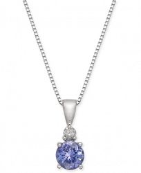 Tanzanite (3/8 ct. t. w. ) & Diamond Accent 18" Pendant Necklace in 14k White Gold