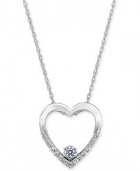 Diamond Heart 18" Pendant Necklace (1/5 ct. t. w. ) in 14k White Gold