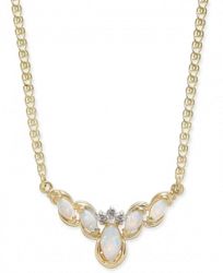 Opal (1/2 ct. t. w. ) & Diamond Accent 16" Collar Necklace in 14k Gold