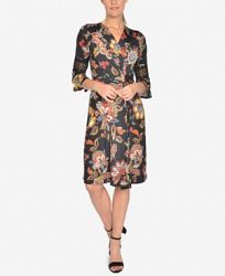 Ny Collection Petite Printed Faux-Wrap Dress