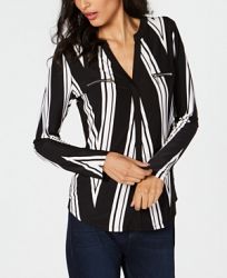 I. n. c. Petite Long-Sleeve Zip Pocket Shirt, Created for Macy's
