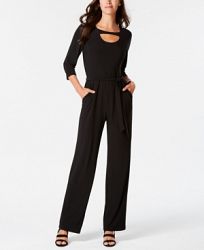 Ny Collection Petite Cutout Belted Jumpsuit