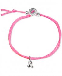 Alex Woo Neon Pink Cord Ribbon Bolo Bracelet in Sterling Silver