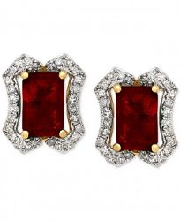 Ruby (1-3/8 ct. t. w. ) & Diamond (1/6 ct. t. w. ) Stud Earrings in 14k Gold