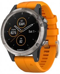 Garmin Unisex fenix 5 Plus Spark Orange Band Smart Watch 47mm