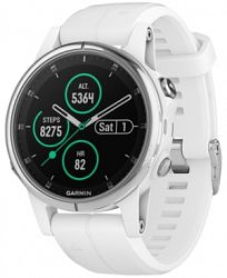 Garmin Unisex fenix 5S Plus White Silicone Silicone Smart Watch 42mm