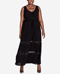 City Chic Trendy Plus Size Drawstring-Waist Maxi Dress