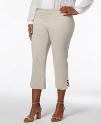 Jm Collection Plus Size Rhinestone-Strap Capri Pants, Created for Macy's
