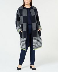 Ny Collection Plus Size Plaid Duster Cardigan