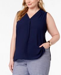 Anne Klein Plus Size Pleated-Front Tank
