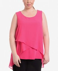 Ny Collection Plus Size Crisscross High-Low Top