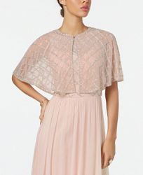Adrianna Papell Sheer Embellished Cape