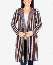 Ny Collection Jacquard Striped Cardigan