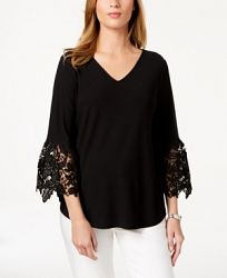 Alfani Lace Bell-Sleeve Top, Created for Macy's