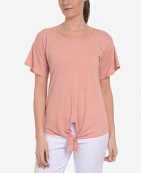 Ny Collection Flutter-Sleeve Tie-Front Top