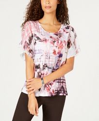 Jm Collection Embellished Flounce-Sleeve Top, Created for Macy's