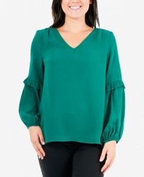 Ny Collection Textured Ruffle-Trim Top