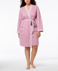 Charter Club Plus Size Short Knit Robe, Created for Macy's