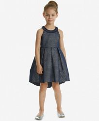 Rare Editions Toddler Girls Embellished-Neck Jacquard Dress