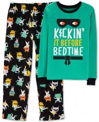 Carter's Little & Big Boys 2-Pc. Black Karate Monster Pajamas Set