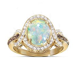 Queen Of Gems Ethiopian Opal And Diamond Women's Ring