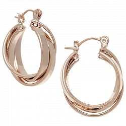 Dash of Gold Double Twisted Hoop Earrings - Rose Gold