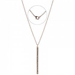 Dash of Gold Crystal Bar Necklace - Rose Gold Tone
