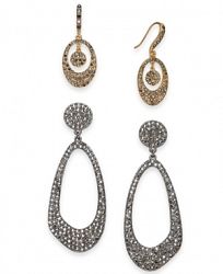 I. n. c. Day & Night Two-Tone 2-Pc. Set Coordinated Crystal Pave Drop Earrings, Created for Macy's