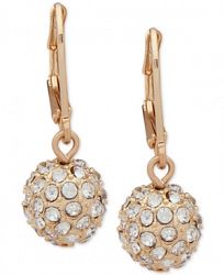 Nine West Gold-Tone Pave Ball Drop Earrings