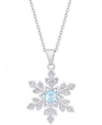 Blue Topaz (1/2 ct. t. w. ) & Diamond Accent Snowflake 18" Pendant Necklace