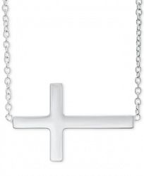 East West Cross 18" Pendant Necklace in Sterling Silver