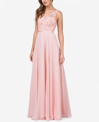 Dancing Queen Juniors' Embellished Lace-Bodice Gown